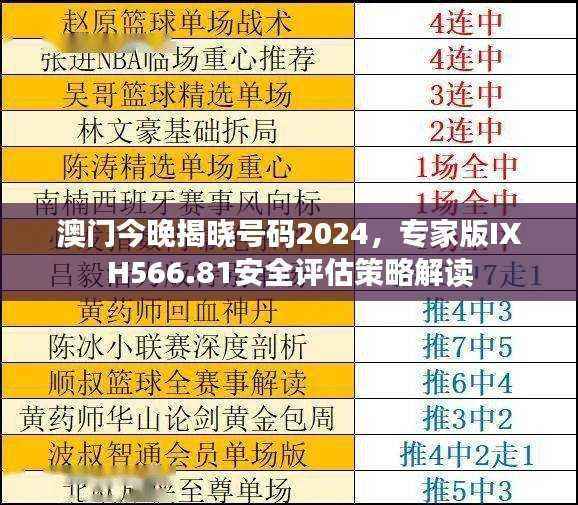 澳门今晚揭晓号码2024,专家版IXH566.81安全评估策略解读